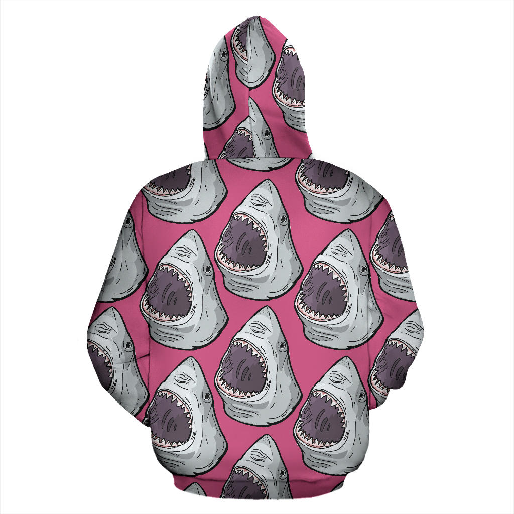 Great White Shark Pattern Print Design 01 Pullover Hoodie