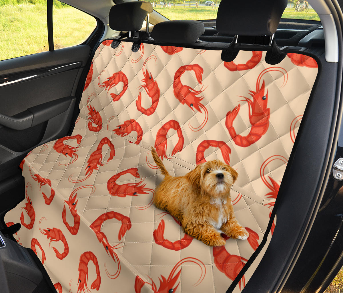 Prawn Pattern Print Design 02 Rear Dog Car Seat Cover Hammock