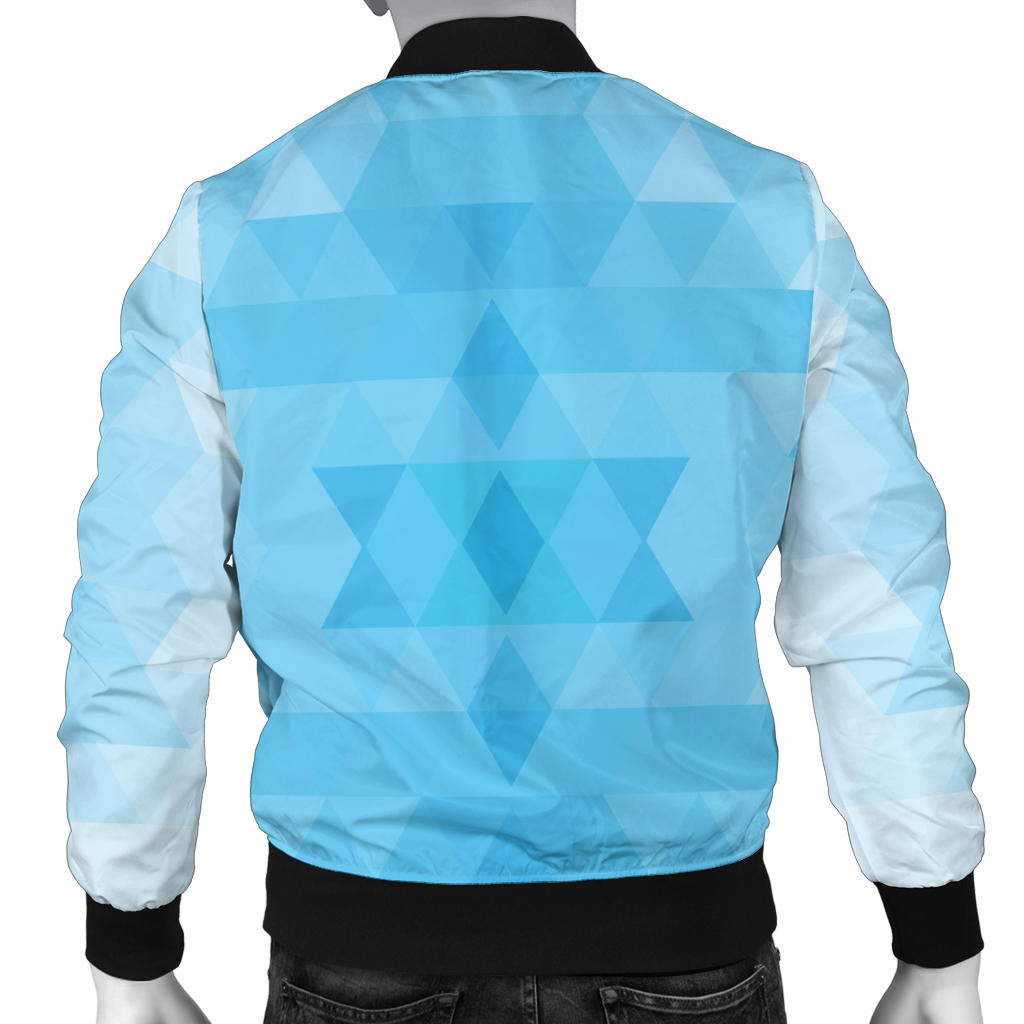 Geometric Blue Pattern Print Design 01 Men Bomber Jacket