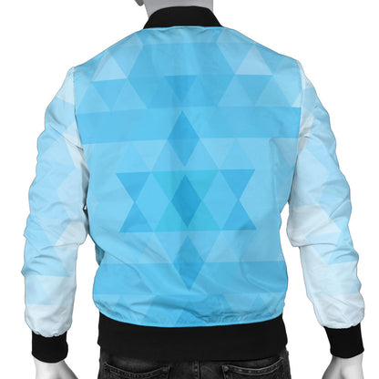 Geometric Blue Pattern Print Design 01 Men Bomber Jacket