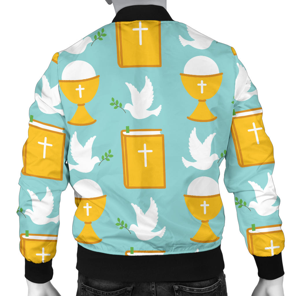 Christian Pattern Print Design 02 Men Bomber Jacket