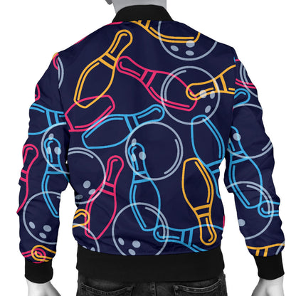 Bowling Pattern Print Design 07 Men Bomber Jacket