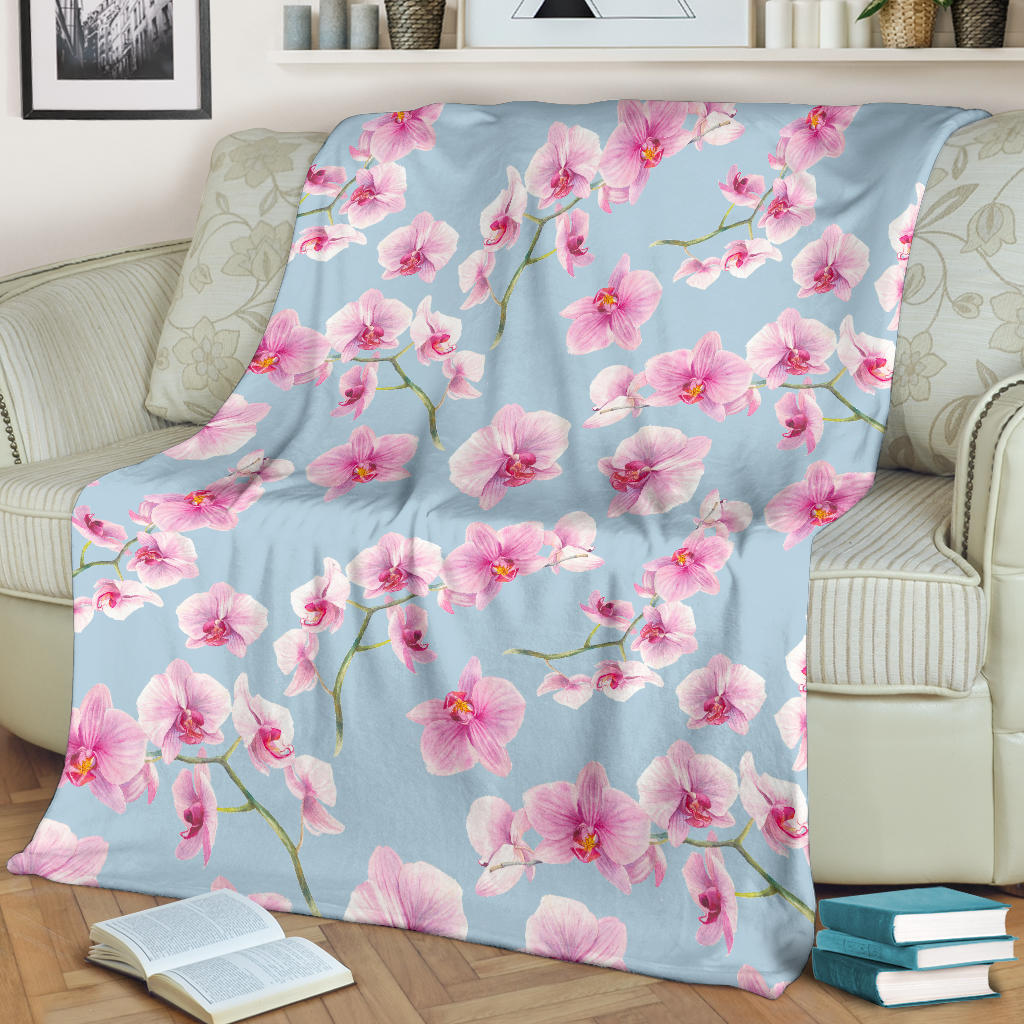 Orchid Pattern Print Design A01 Premium Blanket