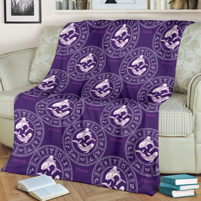 Pisces Pattern Print Design A02 Premium Blanket