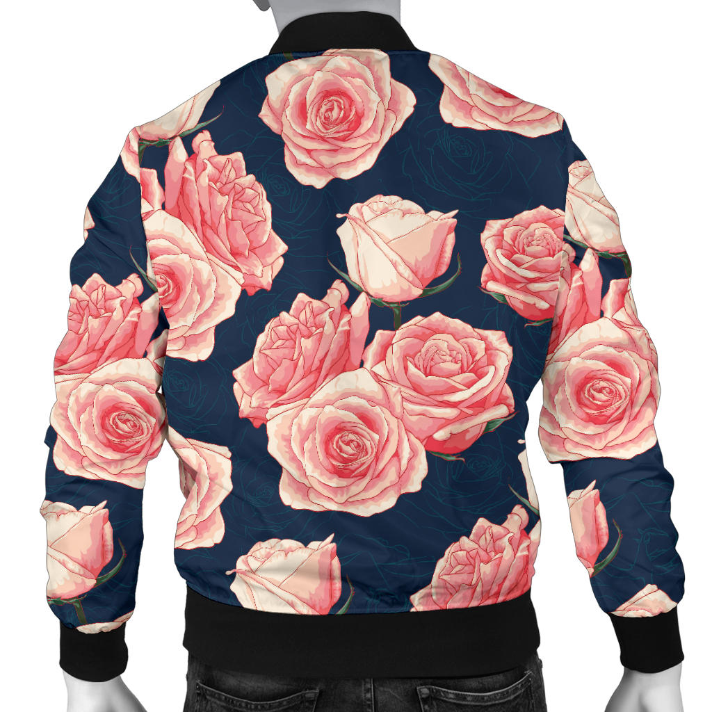 Rose Pattern Print Design A03 Men Bomber Jacket