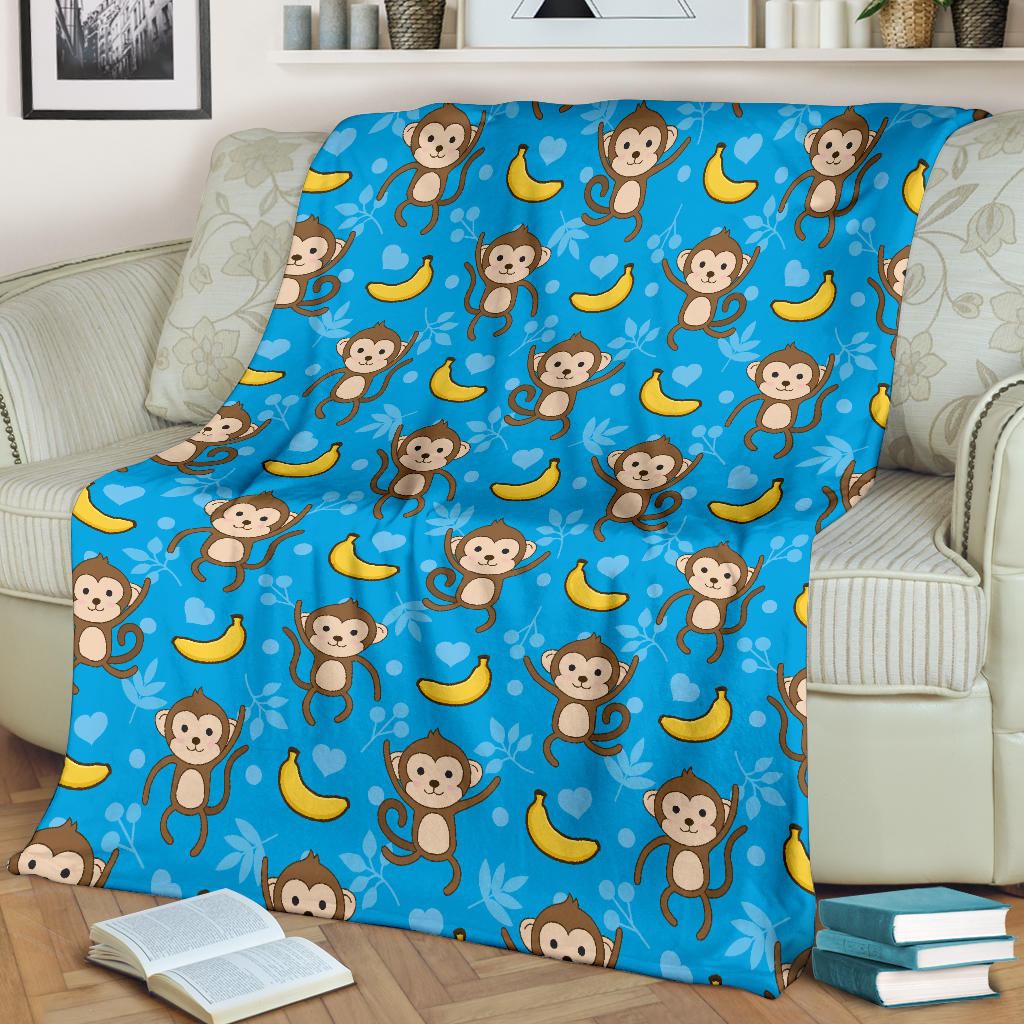 Monkey Pattern Print Design 05 Premium Blanket