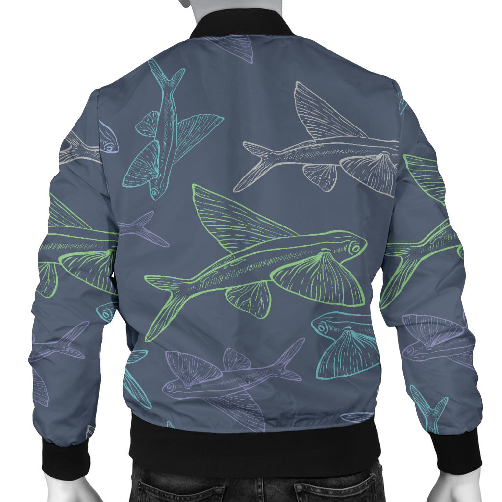 Flying Fish Pattern Print Design 02 Men Bomber Jacket