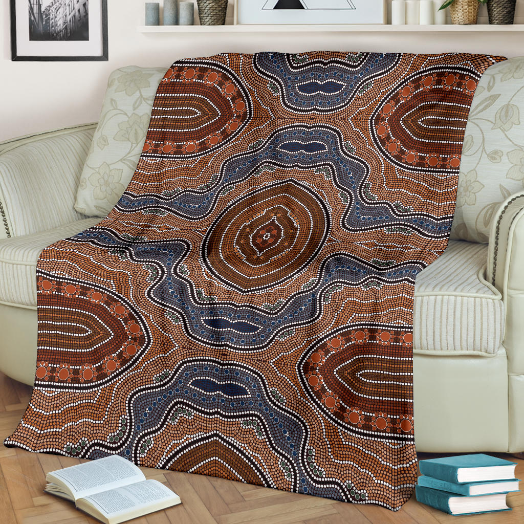 Aboriginal Pattern Print Design 01 Premium Blanket