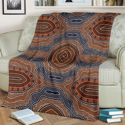 Aboriginal Pattern Print Design 01 Premium Blanket