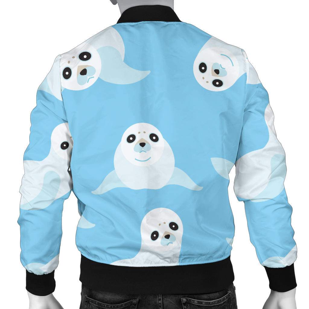 Sea Lion Cute Pattern Print Design 03 Men Bomber Jacket