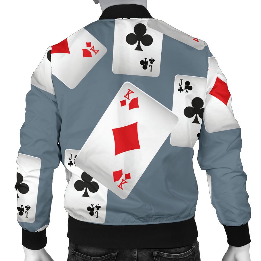 Poker Cards Pattern Print Design A05 Men Bomber Jacket