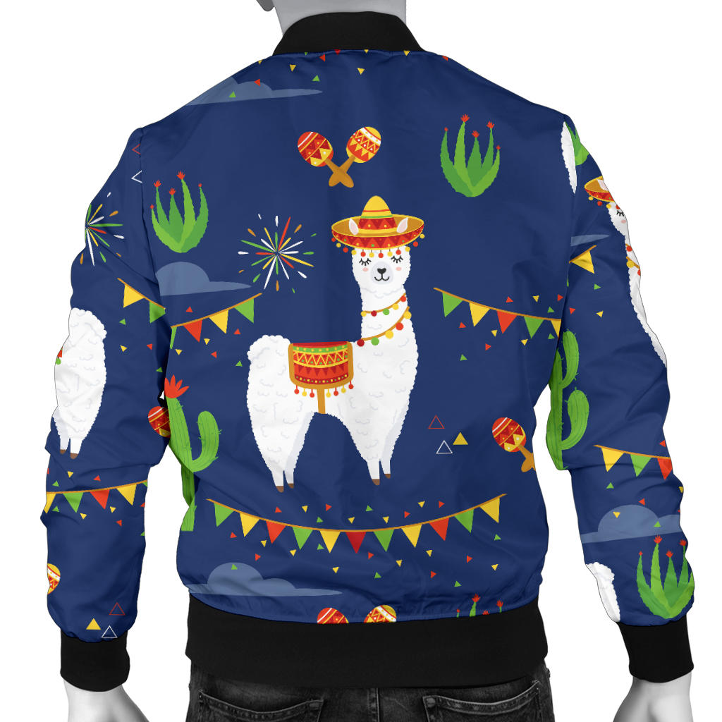 Llama Cactus Pattern Print Design 05 Men Bomber Jacket
