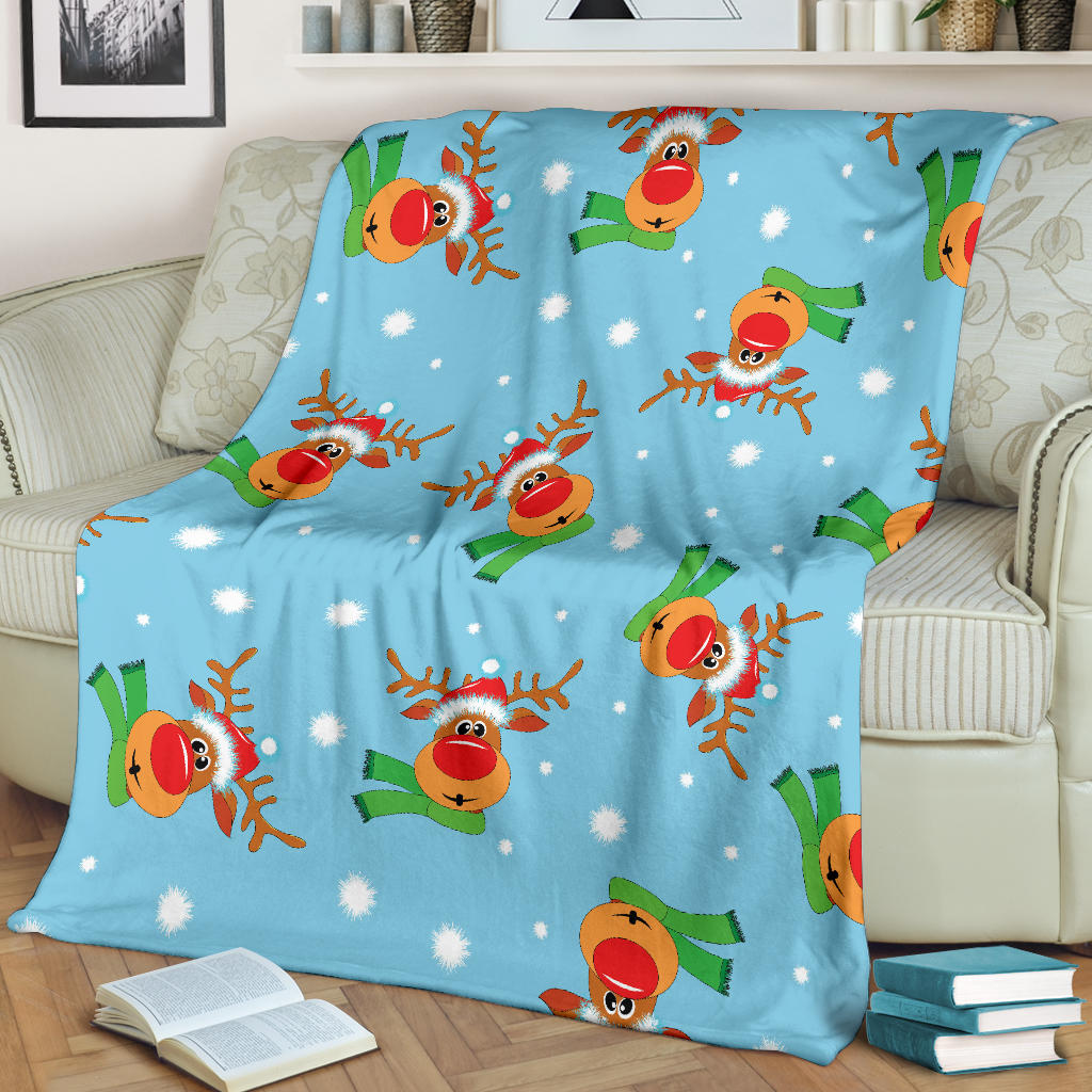 Reindeer cute Pattern Print Design 02 Premium Blanket