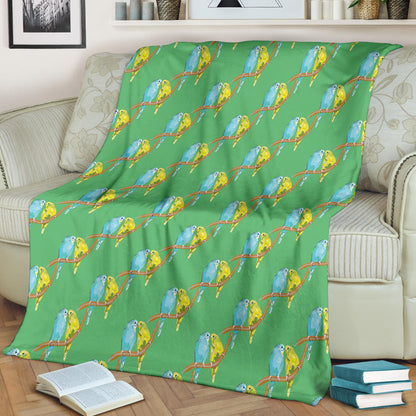 Budgerigar Pattern Print Design 01 Premium Blanket