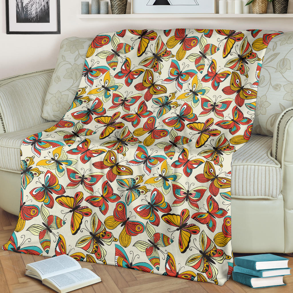 Butterfly Pattern Print Design 02 Premium Blanket