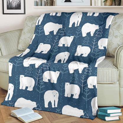 Polar Bear Pattern Print Design A01 Premium Blanket