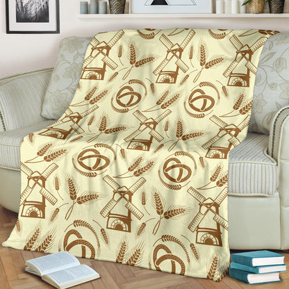 Agricultural Windmills Print Design 03 Premium Blanket
