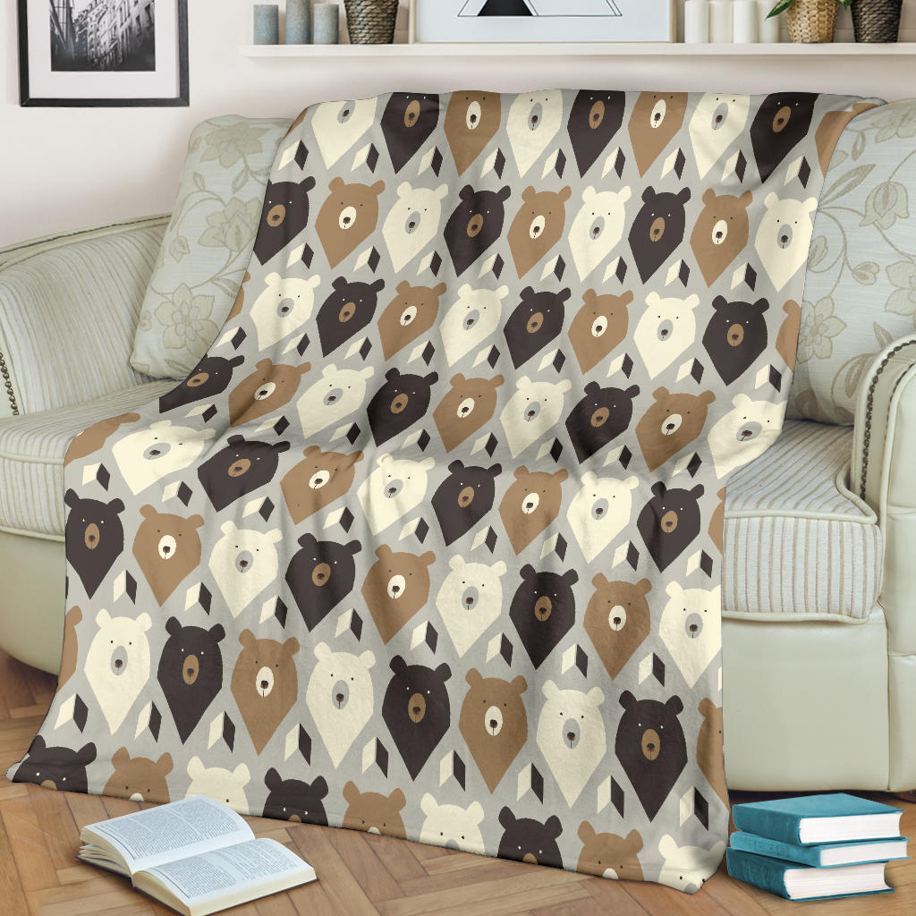 Bear Pattern Print Design 04 Premium Blanket