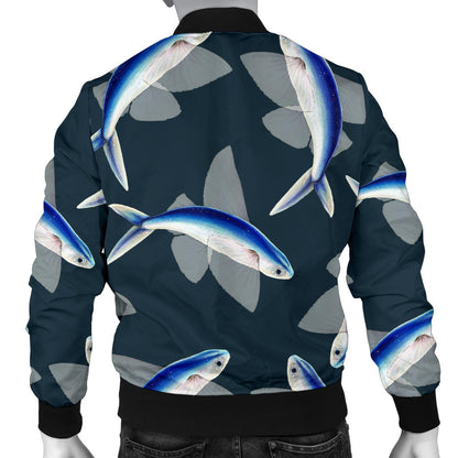 Flying Fish Pattern Print Design 04 Men Bomber Jacket