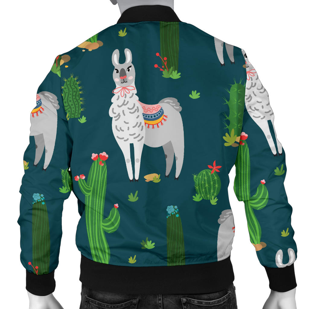 Llama Cactus Pattern Print Design 013 Men Bomber Jacket