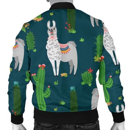 Llama Cactus Pattern Print Design 013 Men Bomber Jacket