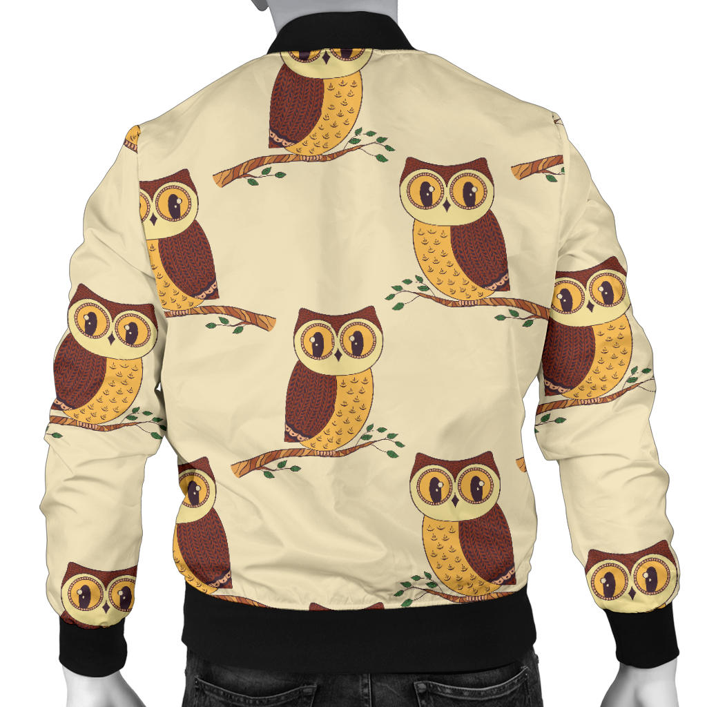 Owl Pattern Print Design A07 Men Bomber Jacket