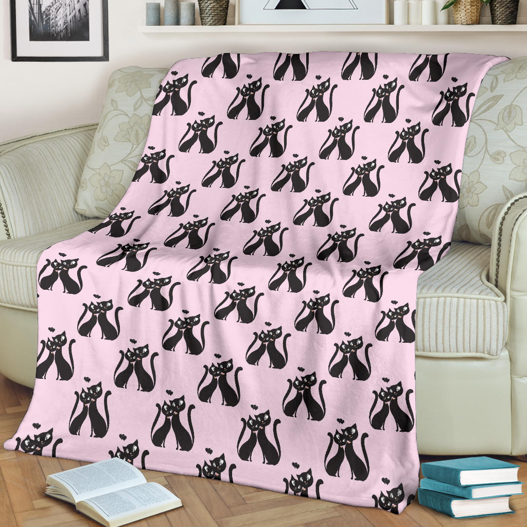 Black Cat Pattern Print Design 01 Premium Blanket