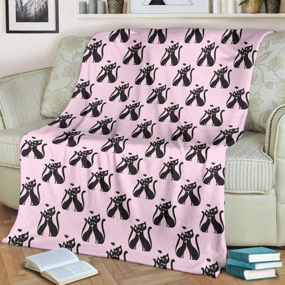 Black Cat Pattern Print Design 01 Premium Blanket