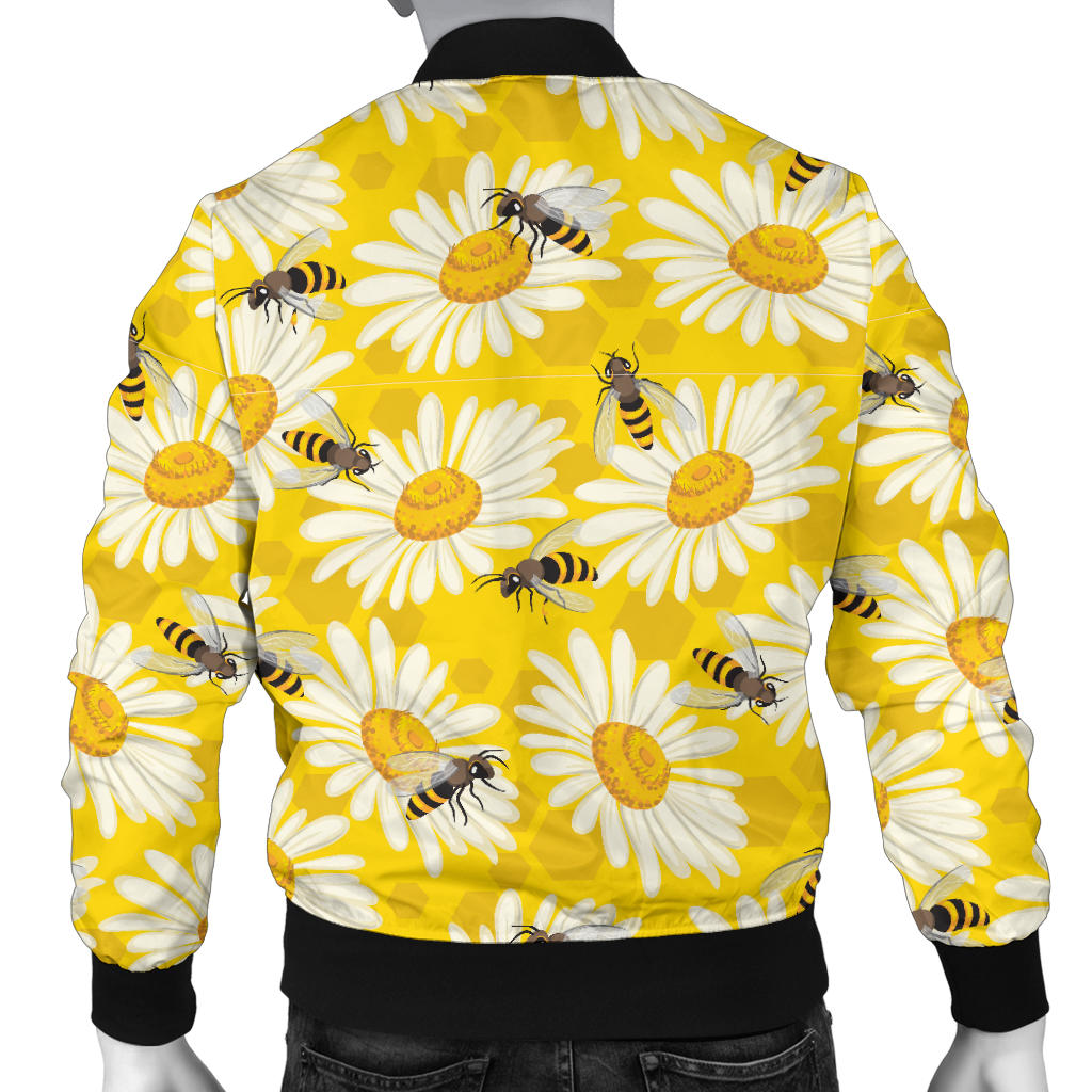 Bee Daisy Pattern Print Design 06 Men Bomber Jacket