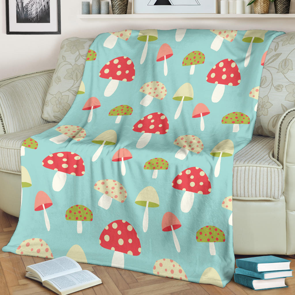 Mushroom Pattern Print Design A01 Premium Blanket