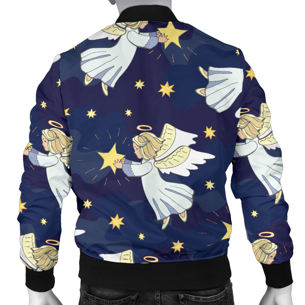 Angel Pattern Print Design 06 Men Bomber Jacket