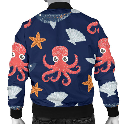 Octopus Pattern Print Design A04 Men Bomber Jacket