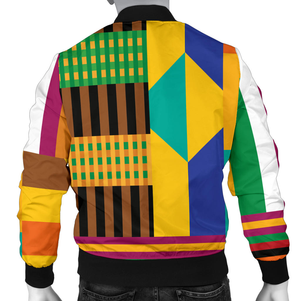 Kente Pattern Print Design 03 Men Bomber Jacket