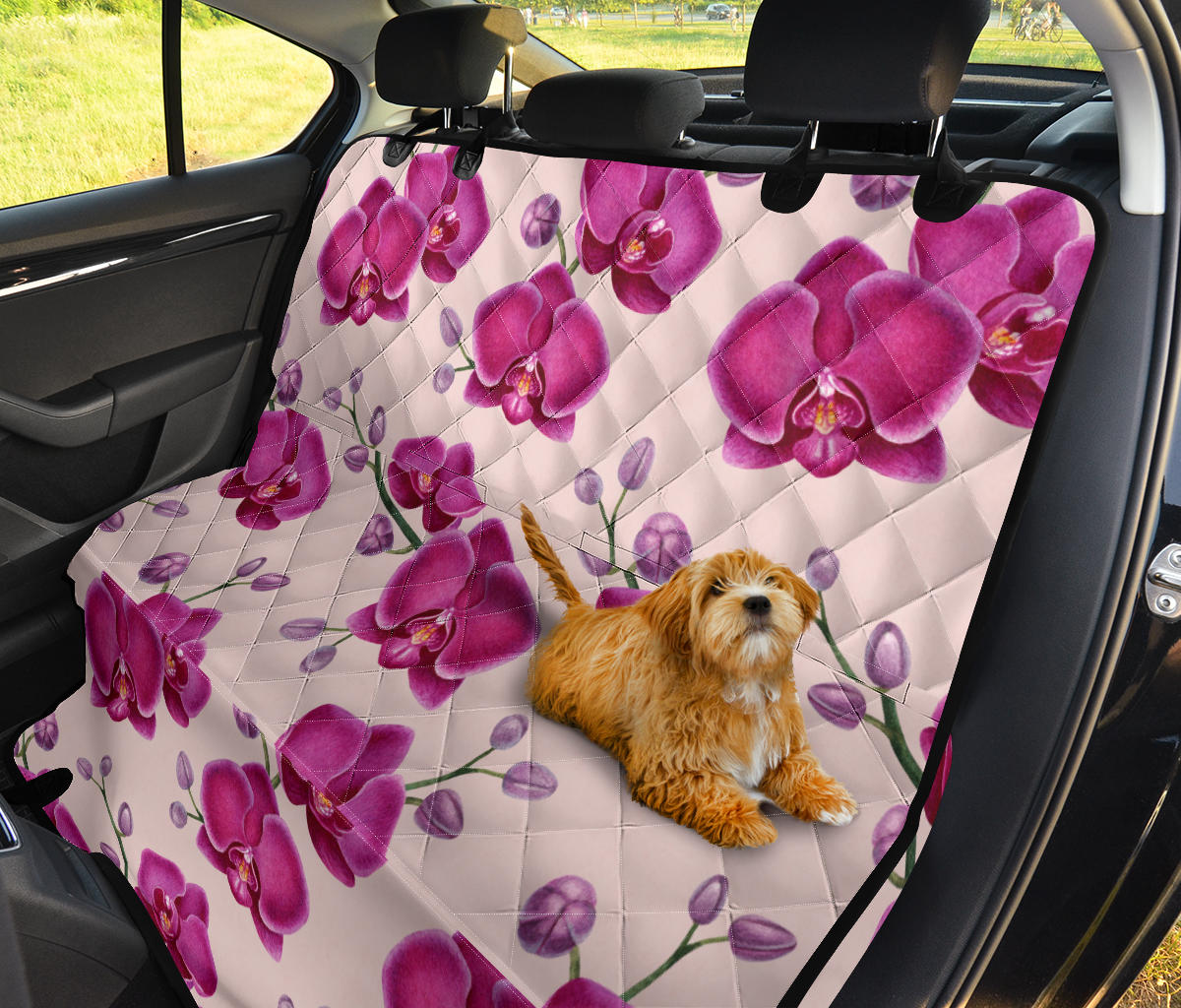 Orchid Pattern Print Design A02 Rear Dog Car Seat Cover Hammock