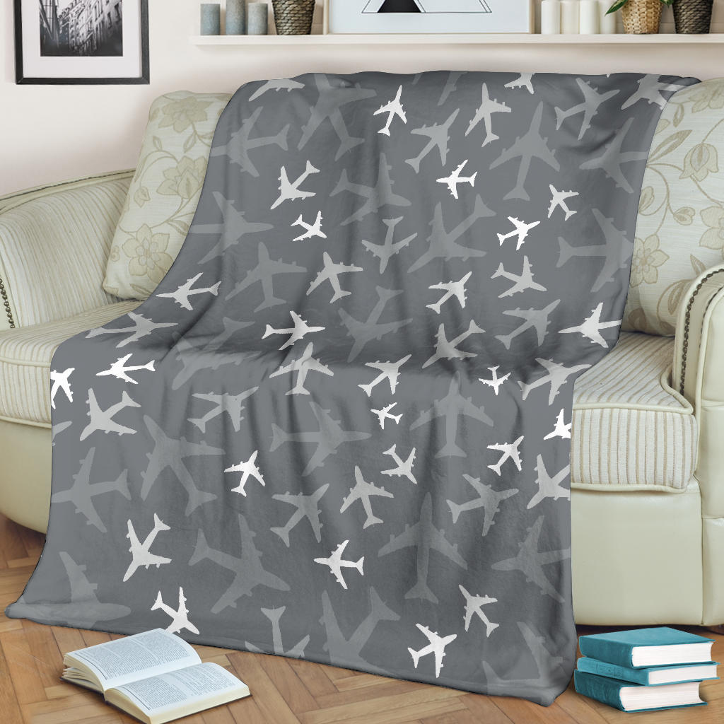 Airplane Pattern Print Design 02 Premium Blanket