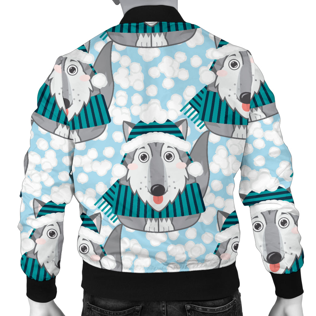 Alaskan Malamute Pattern Print Design 01 Men Bomber Jacket