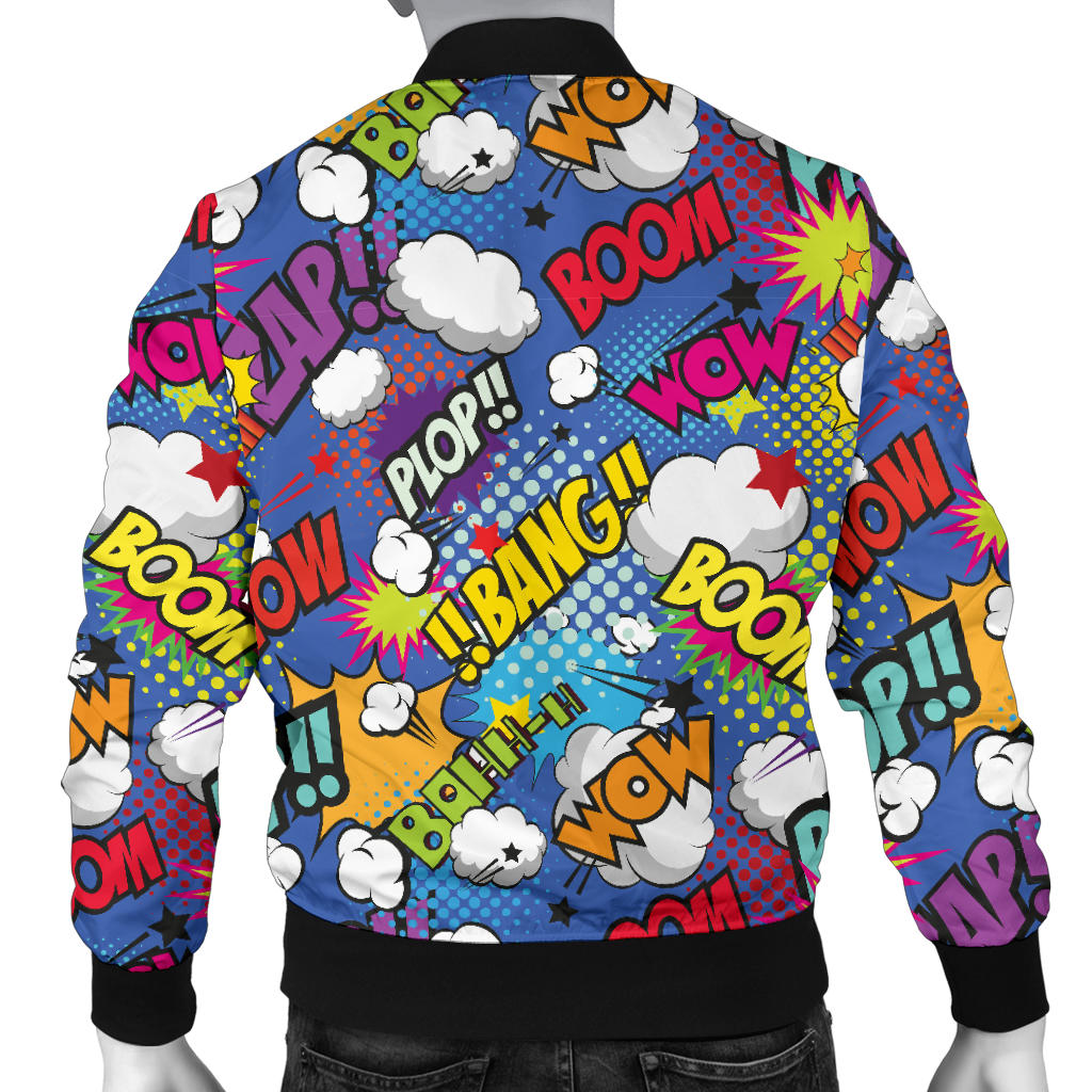 Comic Book Pattern Print Design 02 Men Bomber Jacket