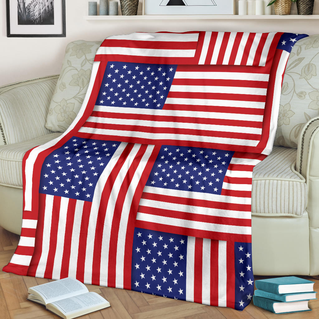 Patriotic US Flag Pattern Print Design A01 Premium Blanket