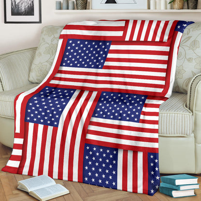 Patriotic US Flag Pattern Print Design A01 Premium Blanket