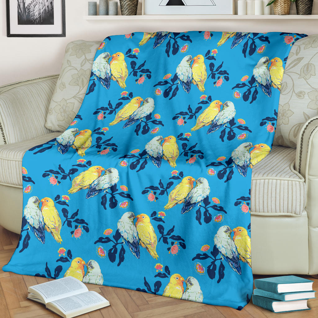 Lovebird Pattern Print Design 03 Premium Blanket