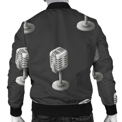Microphone Vintage Pattern Print Design 01 Men Bomber Jacket