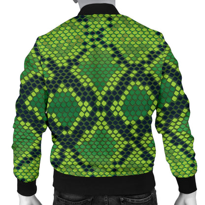 Python Green Pattern Print Design A01 Men Bomber Jacket