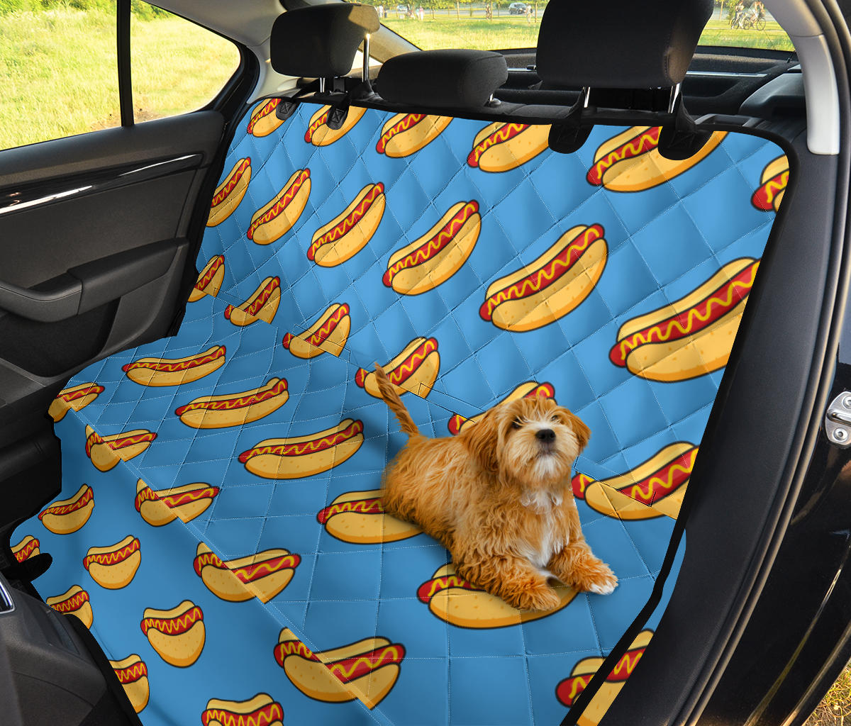 Hot Dog Pattern Print Design 02 Rear Dog Car Seat Cover Hammock