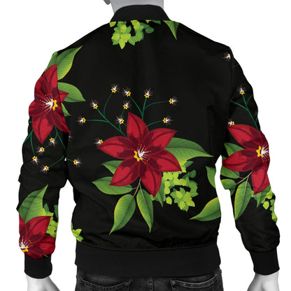 Poinsettia Pattern Print Design A01 Men Bomber Jacket