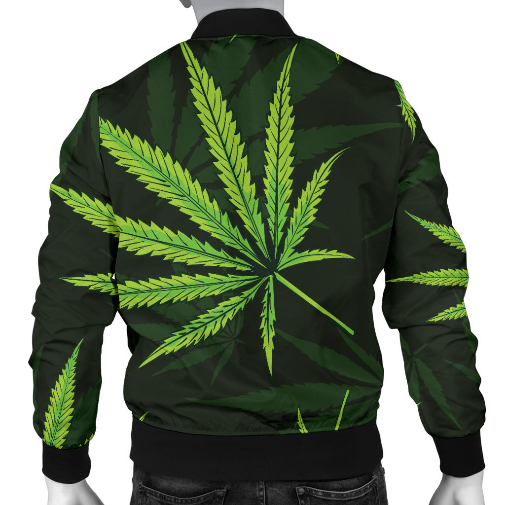Pot Leaf Pattern Print Design A03 Men Bomber Jacket