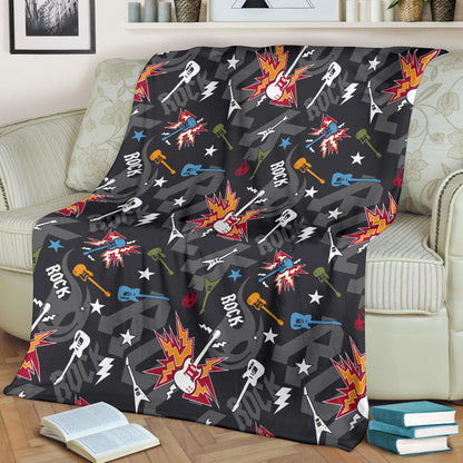 Rock and Roll Pattern Print Design A01 Premium Blanket