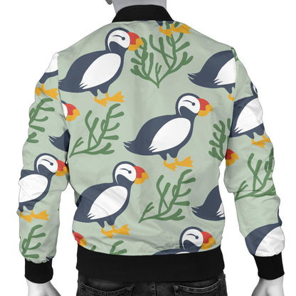 Puffin Pattern Print Design A04 Men Bomber Jacket