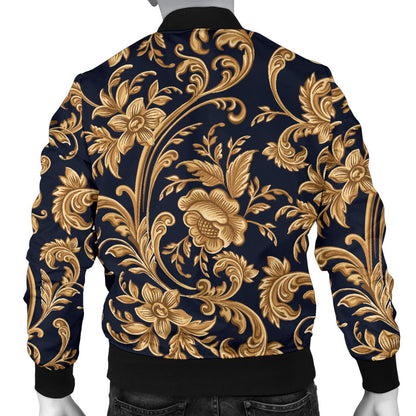 Baroque Golden Pattern Print Design 03 Men Bomber Jacket