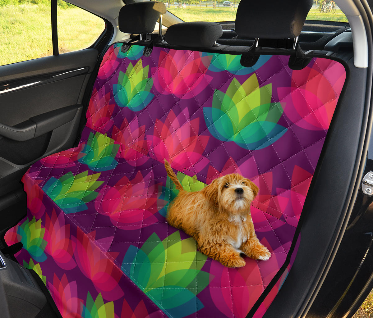 Lotus Pattern Print Design 02 Rear Dog Car Seat Cover Hammock
