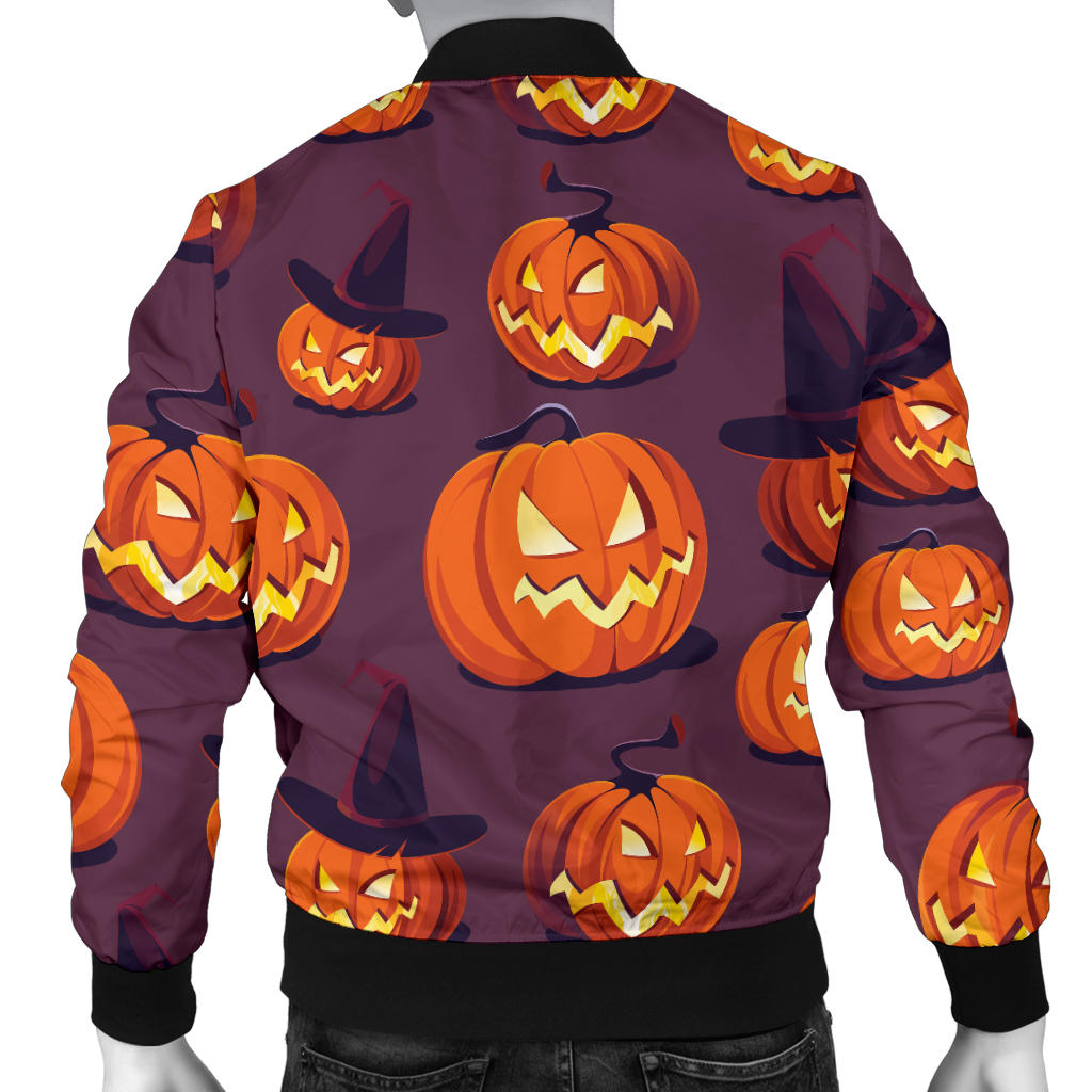 Halloween Pumpkin Pattern Print Design 03 Men Bomber Jacket
